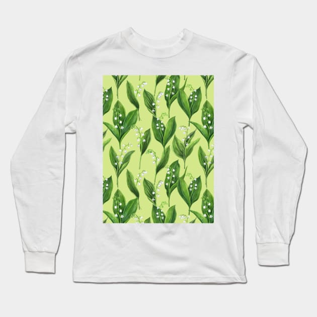 Lily of the valley on honeydew green Long Sleeve T-Shirt by katerinamk